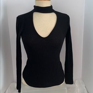 Splendid black choker collar sweater